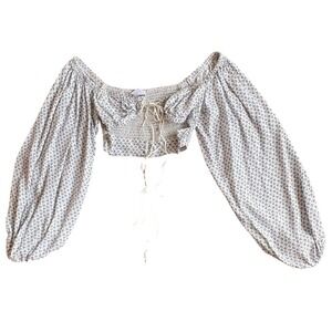 Skylar + Madison Lacing Smocked Cropped Top Size S